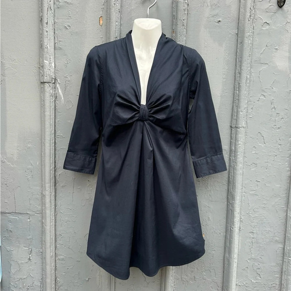 Sara Roka Navy Shirt Dress, size 2/4 - Picture 2 of 9